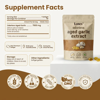 Aged Garlic Extract - 7500mg Odorless Softgels