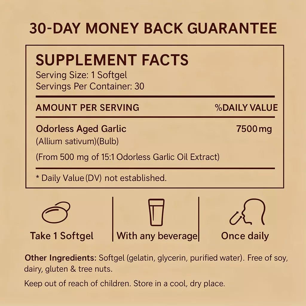 Aged Garlic Extract - 7500mg Odorless Softgels