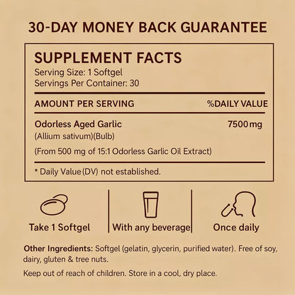 Aged Garlic Extract - 7500mg Odorless Softgels